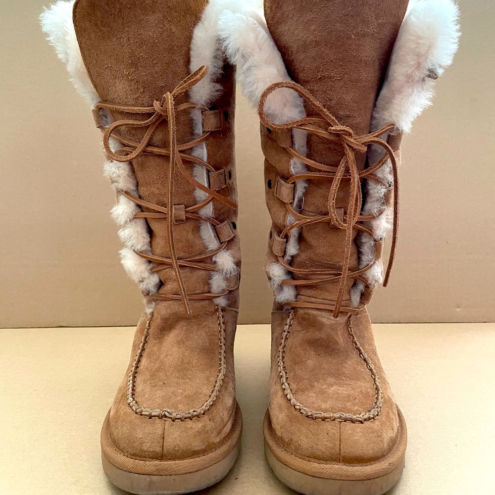UGG Uptown Chestnut Tall Lace Up Boots 7